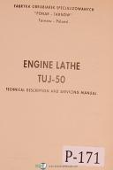 Ponar Tarnow-Poland-Ponar Tarnow TUJ-50 Engine Lathe Technical Description and Servicing Manual 1979-TUJ-50-01
